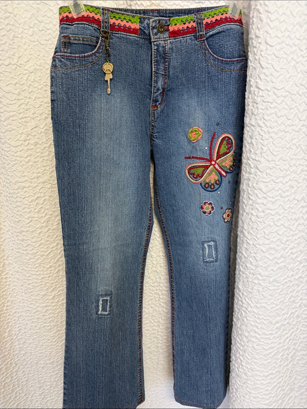 VTG Y2K Nickelodeon Unfabulous Butterfly Flare Jeans Girls 16 EVC women size 2